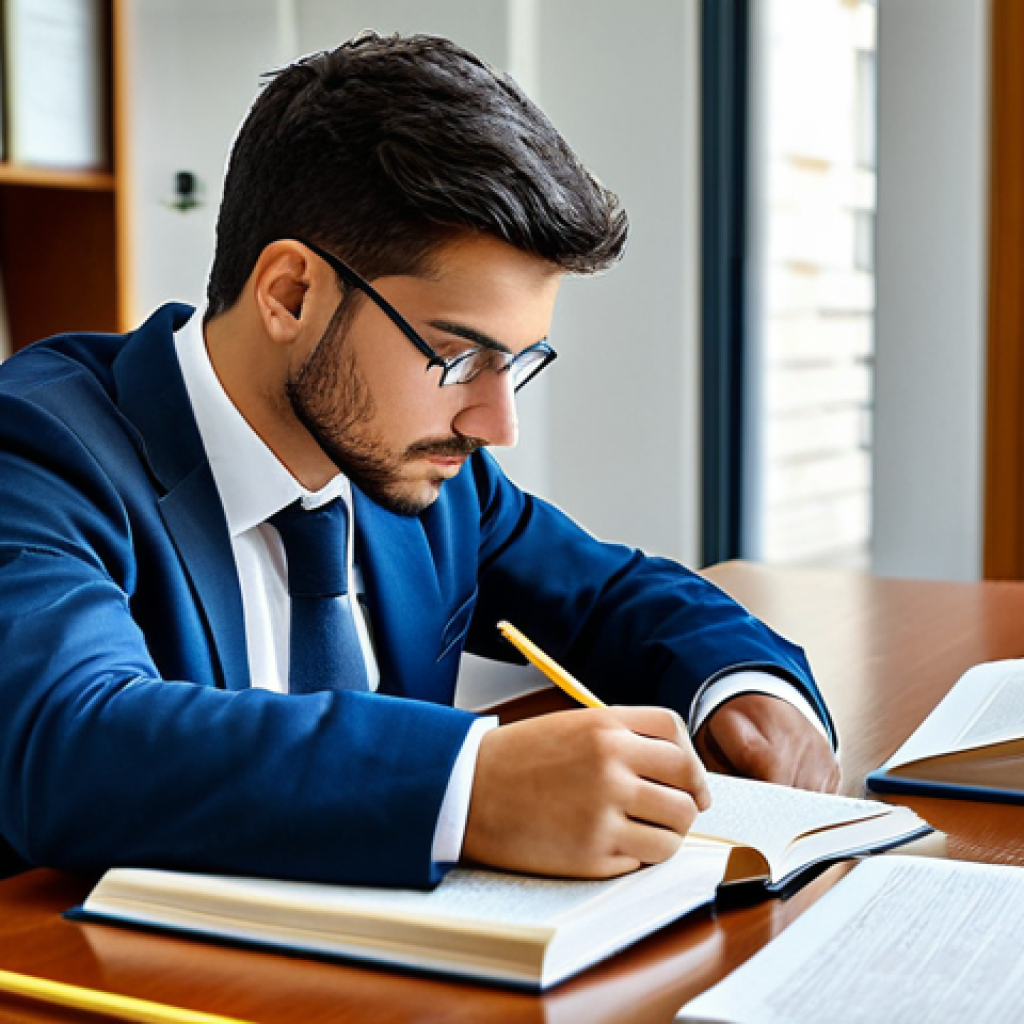 산업안전기사 시험 응시료 절약법 - **Prompt:** A diligent student, fully clothed, studying meticulously at a well-lit desk in a modern ...