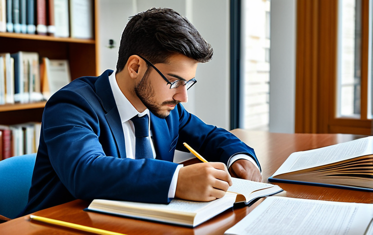 산업안전기사 시험 응시료 절약법 - **Prompt:** A diligent student, fully clothed, studying meticulously at a well-lit desk in a modern ...