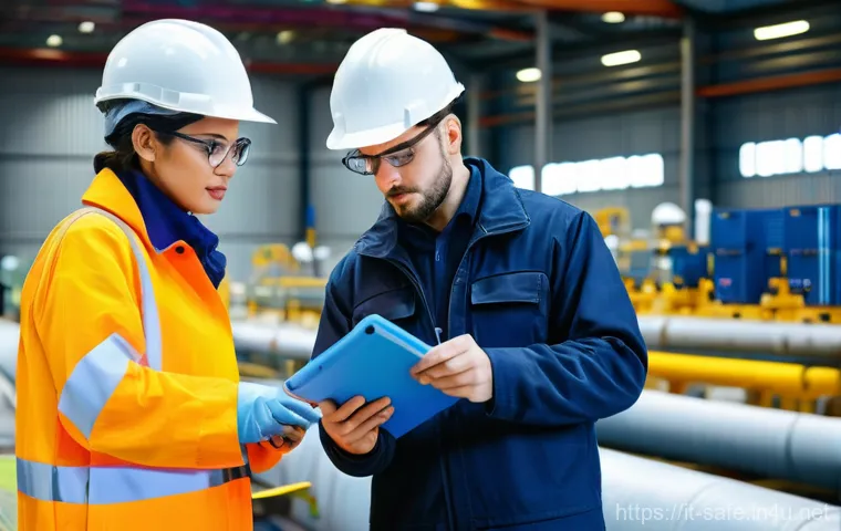 산업안전기사와 공정 안전관리 PSM  사례 - Image Prompt 1: Proactive Industrial Safety Inspection**