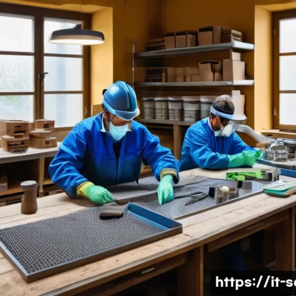 산업안전기사와 소규모 사업장의 안전 관리 - A detailed scene inside a small artisan workshop in Italy, showing a well-organized, compact workspa...