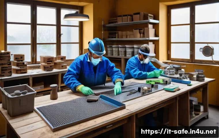 산업안전기사와 소규모 사업장의 안전 관리 - A detailed scene inside a small artisan workshop in Italy, showing a well-organized, compact workspa...